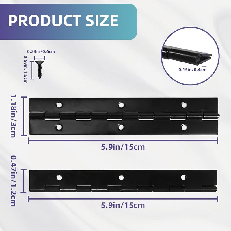 Gallipower 4 Pcs Piano Hinges,Metal Hinge with 25 Pcs Screw,Offset Piano Continuous Hinges,Stainless Steel Piano-Hinge with Holes, Polished Stainless Furniture Hinges for Cabinet Door Cases Woodworking (Black) - Image 2